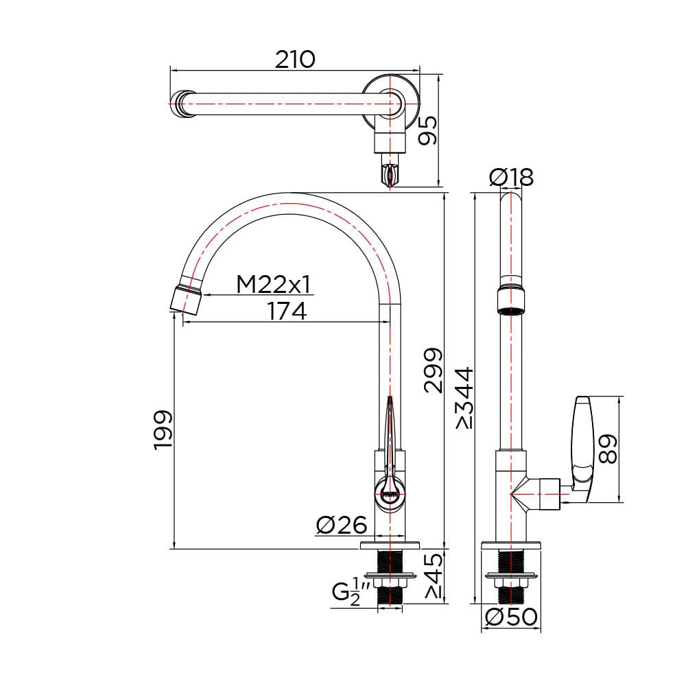 ก๊อกซิงค์เดี่ยวเคาน์เตอร์ KARAT FAUCET KF-47-511-50