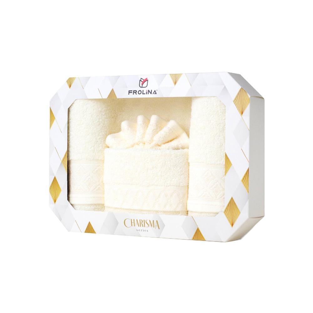 ผ้าขนหนู GIFT SET FROLINA CHARISMA EXQUISITE สี CREAM แพ็ก 2 ชิ้น