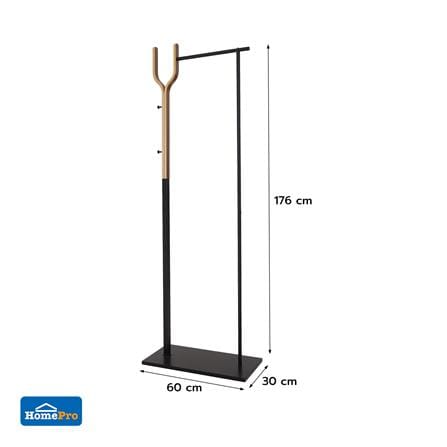 ราวแขวนผ้าพร้อมที่แขวนอเนกประสงค์ PLIM WALNUT 60ซม. สีดำ/วอลนัท_10