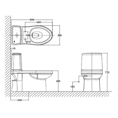 สุขภัณฑ์ 1 ชิ้น AMERICAN STANDARD 1089SC-WT-0 4.8 ลิตร สีขาว_1