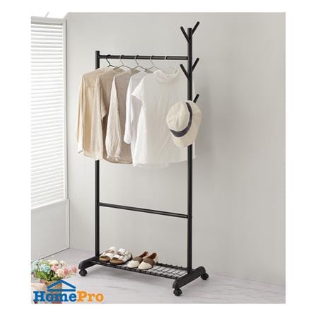 ราวแขวนผ้าพร้อมที่แขวนอเนกประสงค์ PLIM 81X44X185ซม. สีดำ_5