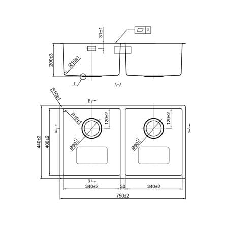 ซิงค์ฝัง 2 หลุม TEKA BX R10 750 BW SV U 75 ซม._3