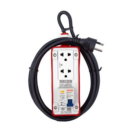 บล็อกยาง PVC 2 ช่อง พร้อมเบรกเกอร์ RCBO 16 แอมป์ SUNTECH RGB2O1510 5 เมตร สีขาว/ส้ม_0