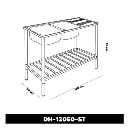 ซิงค์ขาตั้ง 2 หลุม 1 ที่พัก DYNA HOME DH-12050-ST เงิน_3