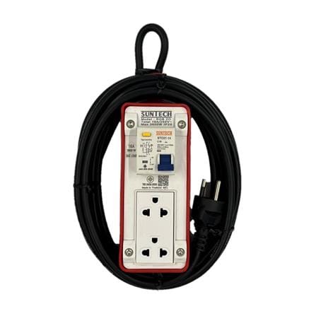 บล็อกยาง PVC 2 ช่อง พร้อมเบรกเกอร์ RCBO 16 แอมป์ SUNTECH RGB2O1510 10 เมตร สีขาว/ส้ม_0
