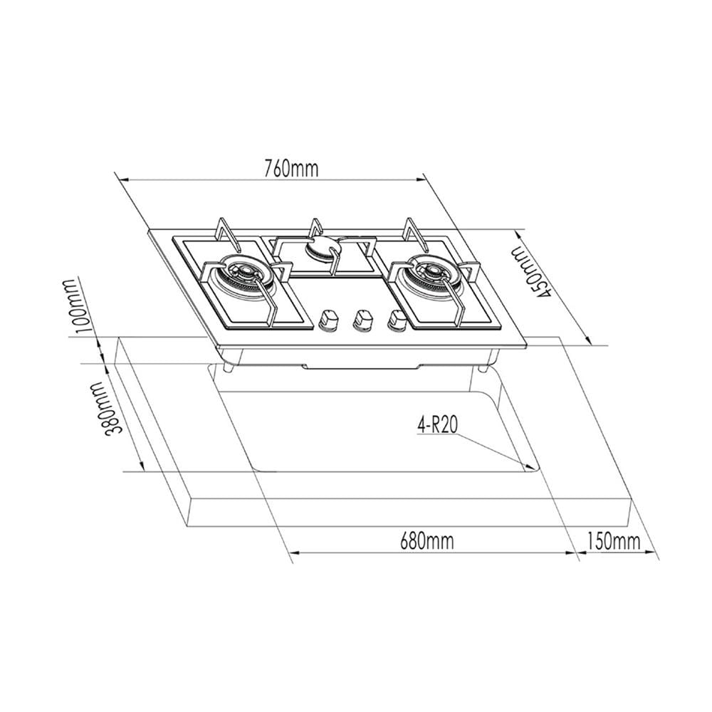 เตาฝังแก๊ส FRANKE FS7326 76 ซม.