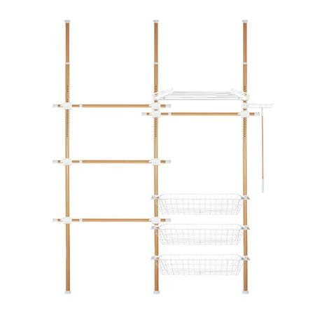 ราวแขวนผ้า 4 ราวแขวน 3 ตะกร้า 1 ชั้นวาง TUGU R68M 160x42.5x300 ซม. ลายไม้_0