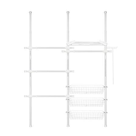 ราวแขวนผ้า 4 ราวแขวน 1 ชั้นวาง 3 ตะกร้า TUGU R68PW 160x42.5x300 ซม. สีขาว_0