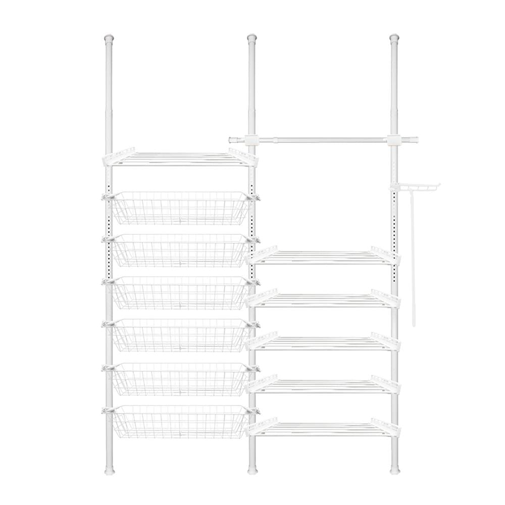 ราวแขวนผ้า 1 ราวแขวน 6 ชั้นวาง 6 ตะกร้า TUGU R67PW 170x42.5x300 ซม. สีขาว_1