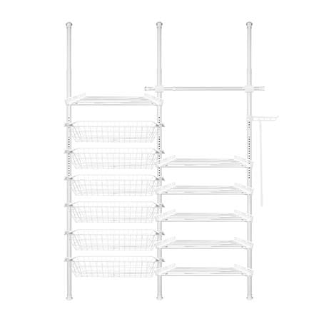 ราวแขวนผ้า 1 ราวแขวน 6 ชั้นวาง 6 ตะกร้า TUGU R67PW 170x42.5x300 ซม. สีขาว_0
