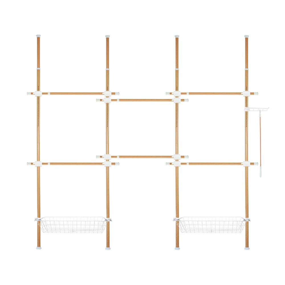 ราวแขวนผ้า 6 ราวแขวน 2 ตะกร้า TUGU R66M 240x40x300 ซม. ลายไม้