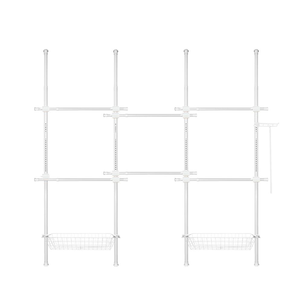 ราวแขวนผ้า 6 ราวแขวน 2 ตะกร้า TUGU R66PW 240x40x300 ซม. สีขาว_1