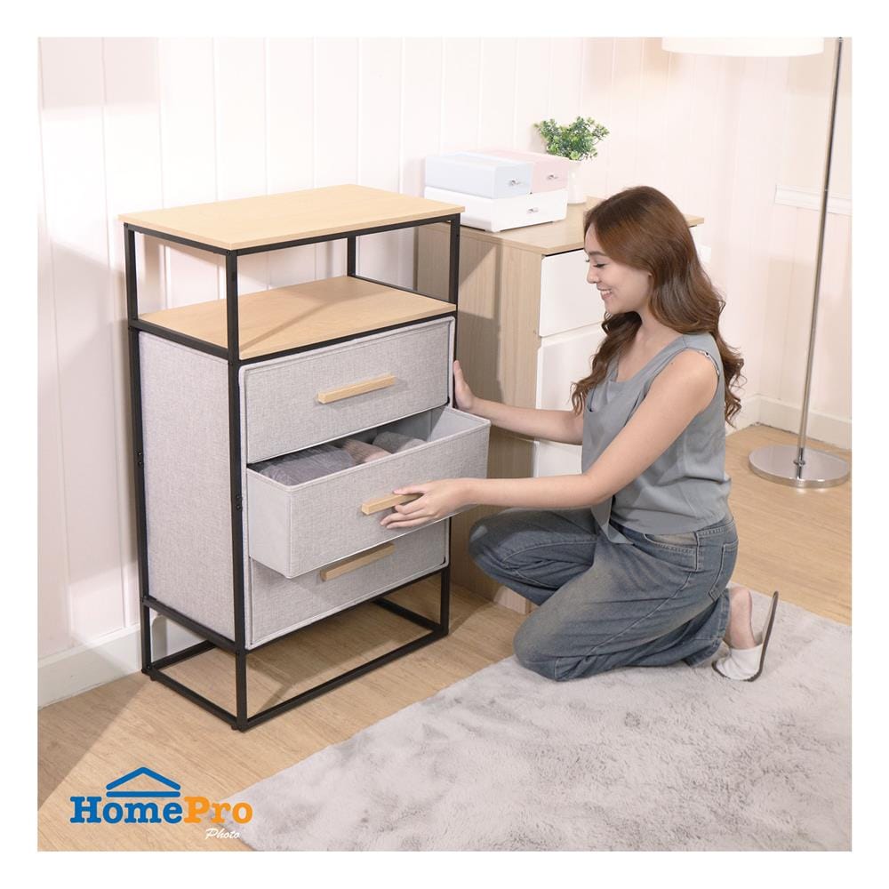 ชั้นลิ้นชักผ้า 3 ชั้น STACKO DIMI 60X34X99.6 ซม. สีเทา