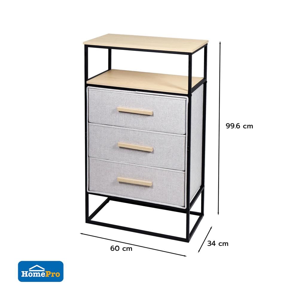 ชั้นลิ้นชักผ้า 3 ชั้น STACKO DIMI 60X34X99.6 ซม. สีเทา
