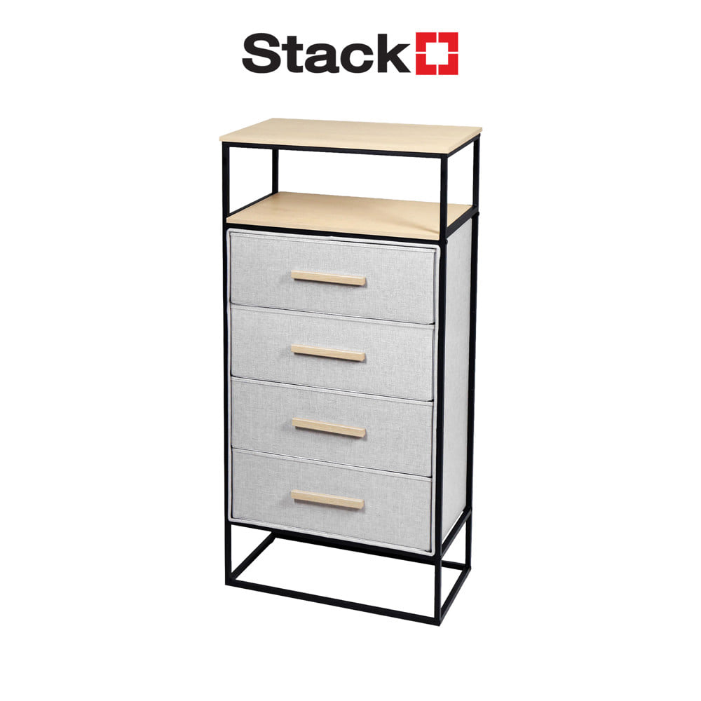 ชั้นลิ้นชักผ้า 4 ชั้น STACKO DIMI 60X34X118.4 ซม. สีเทา