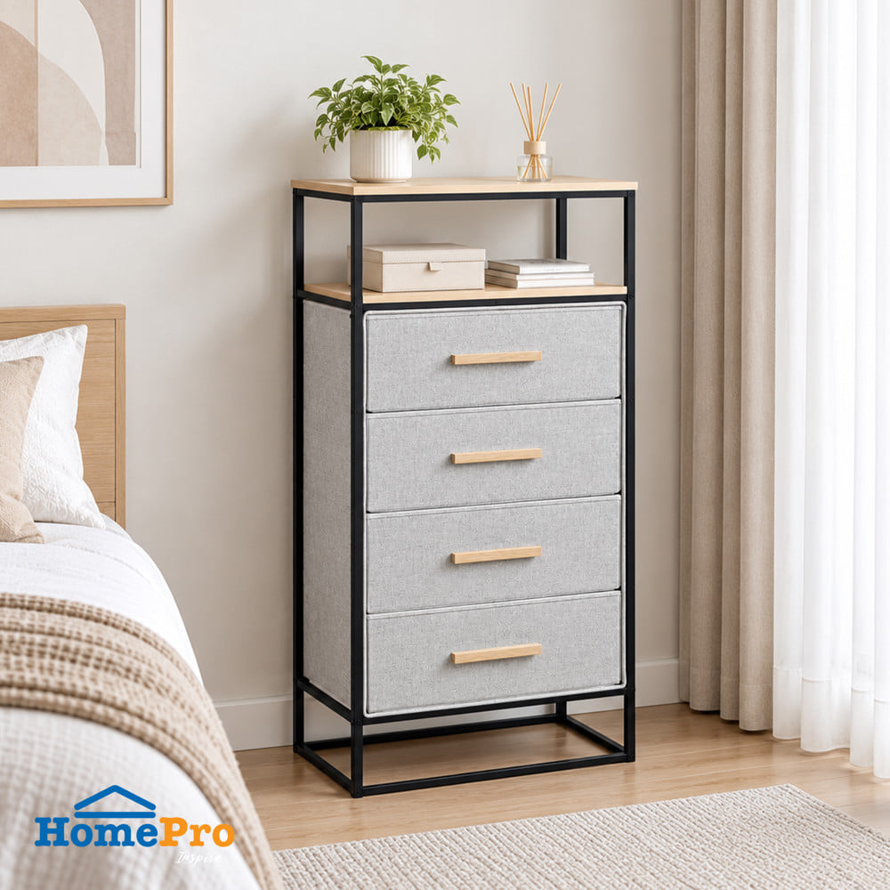 ชั้นลิ้นชักผ้า 4 ชั้น STACKO DIMI 60X34X118.4 ซม. สีเทา