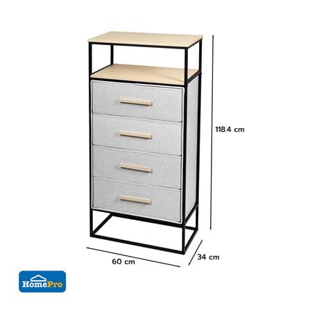 ชั้นลิ้นชักผ้า 4 ชั้น STACKO DIMI 60X34X118.4 ซม. สีเทา_7