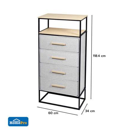 ชั้นลิ้นชักผ้า 4 ชั้น STACKO DIMI 60X34X118.4 ซม. สีเทา_7