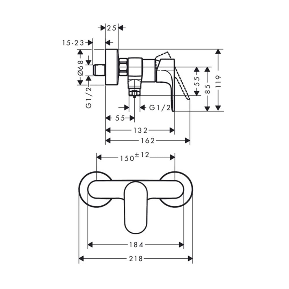 ก๊อกผสมยืนอาบ HANSGROHE HG72640007