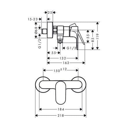 ก๊อกผสมยืนอาบ HANSGROHE HG72640007_1