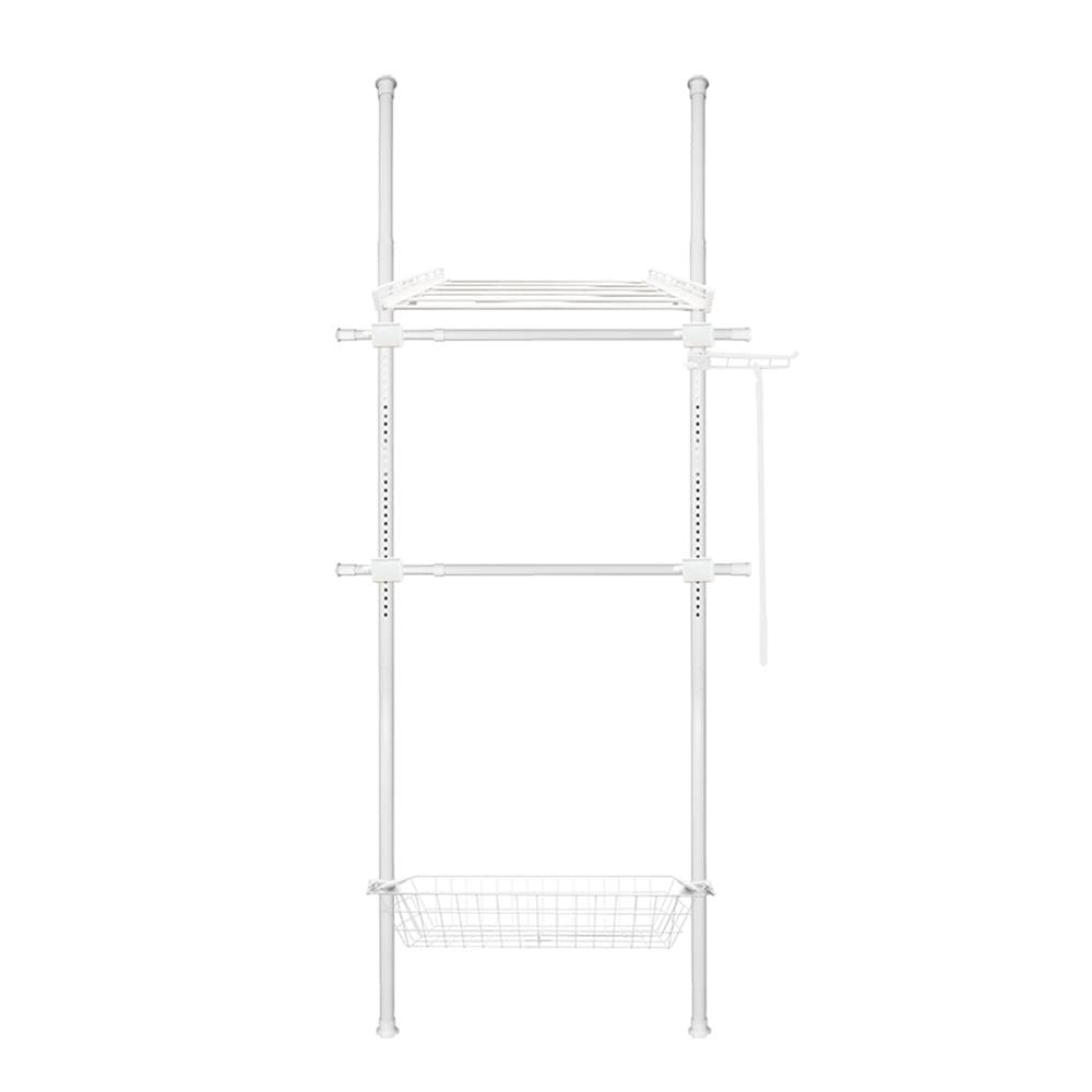ราวแขวนผ้า 2 ราวแขวน 1 ชั้นวาง 1 ตะกร้า TUGU R62PW 85x42.5x300 ซม. สีขาว