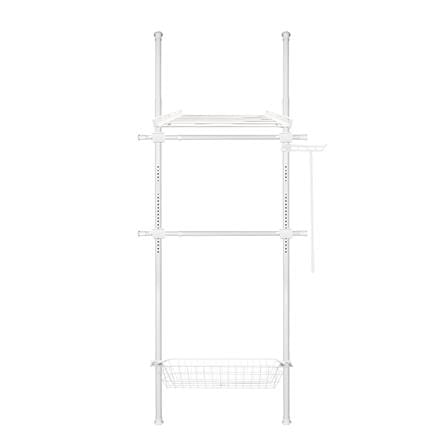 ราวแขวนผ้า 2 ราวแขวน 1 ชั้นวาง 1 ตะกร้า TUGU R62PW 85x42.5x300 ซม. สีขาว_0