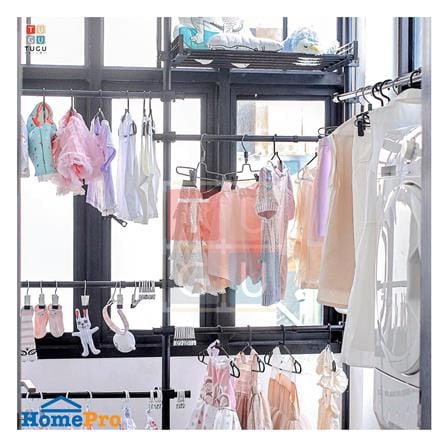 ราวแขวนผ้า TUGU R60B 240x42.5x300 ซม. สีดำ_3