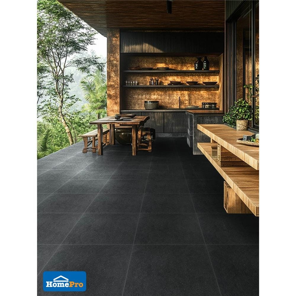 กระเบื้องพื้นพอร์ซเลน 60x60 ซม. COTTO ESPANA เมเทออร์ แอนตราซิต้า 85ME65R R11 ดำ PM 1.44 ตร.ม.