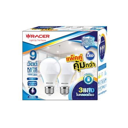 หลอด LED RACER A60 9 วัตต์ DAYLIGHT/COOL WHITE/WARM WHITE E27 แพ็ก 2 ชิ้น_2