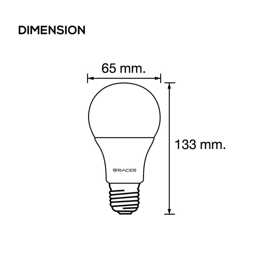 หลอด LED RACER A65 KIMMIE 15.5 วัตต์ COOL WHITE E27
