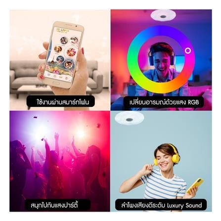 ไฟเพดาน LED RACER AI JISOO 15 นิ้ว 40 วัตต์ DAYLIGHT/COOL WHITE/WARM WHITE/RGB สีขาว_6