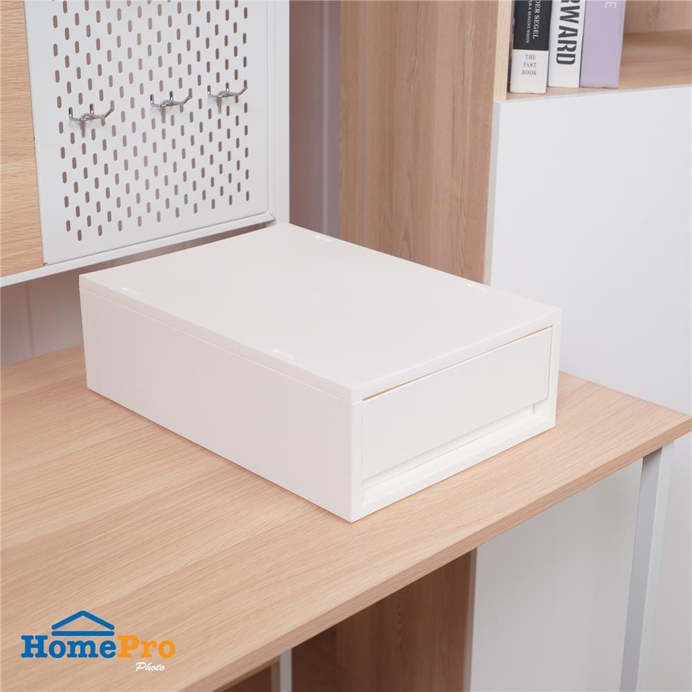 กล่องลิ้นชัก 1 ช่อง STACKO NEO 25.8X37X11.5 ซม. สีขาว