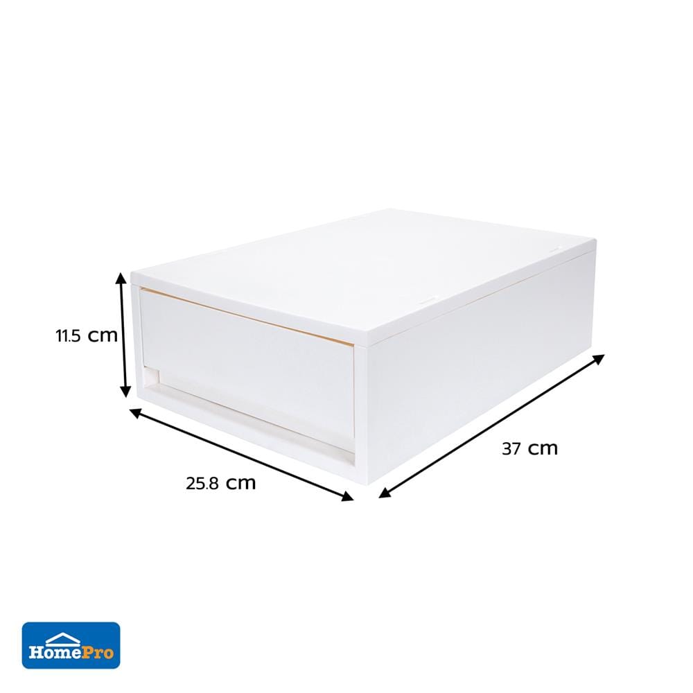 กล่องลิ้นชัก 1 ช่อง STACKO NEO 25.8X37X11.5 ซม. สีขาว