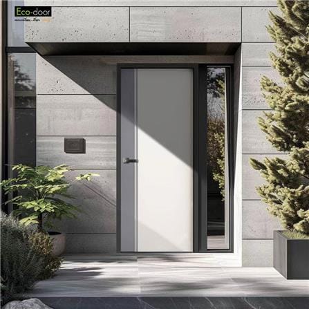 ประตูภายนอก เจาะลูกบิด UPVC ECO-DOOR ED1 80X200 ซม. สีขาว-เทา_2