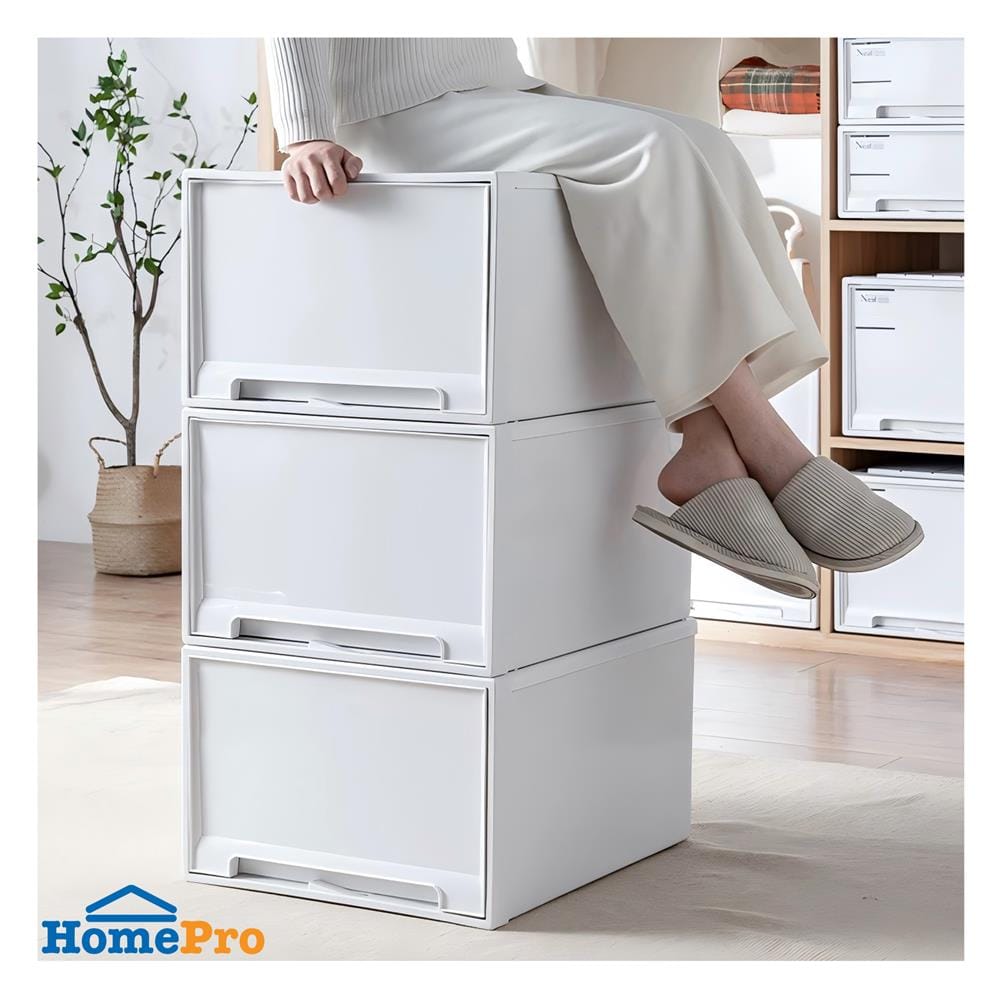 กล่องลิ้นชัก STACKO NETA SIZE M 45X44X22.6 ซม. สีขาว