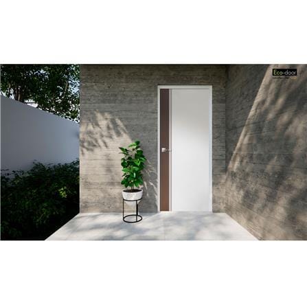 ประตูภายนอก UPVC ECO-DOOR ED2 80X200 ซม. สีขาว-โอ๊ค เจาะลูกบิด_2