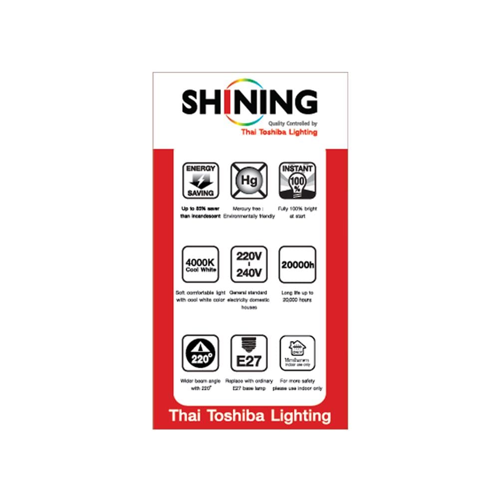 หลอด LED SHINING A60 9 วัตต์ COOL WHITE E27