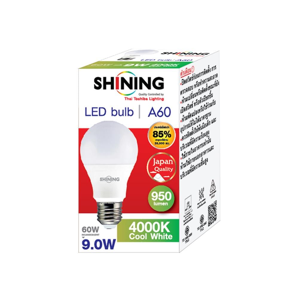 หลอด LED SHINING A60 9 วัตต์ COOL WHITE E27