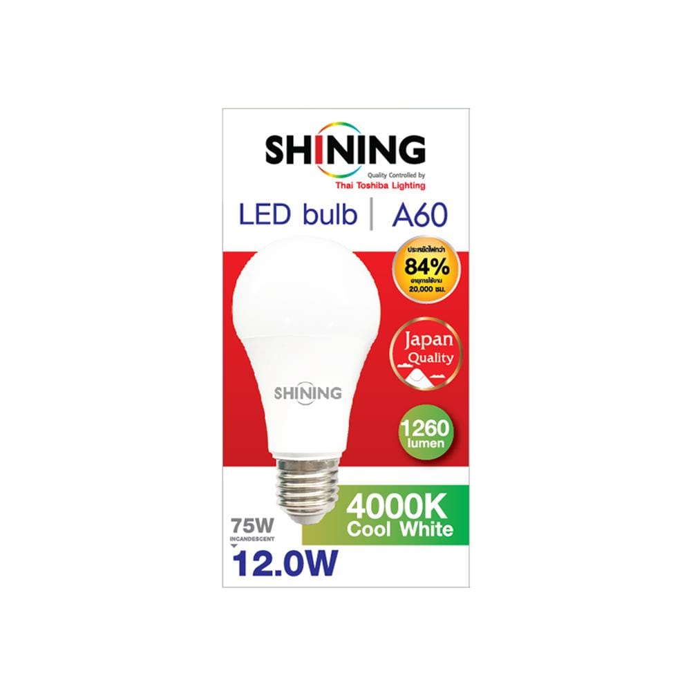 หลอด LED SHINING A60 12 วัตต์ COOL WHITE E27