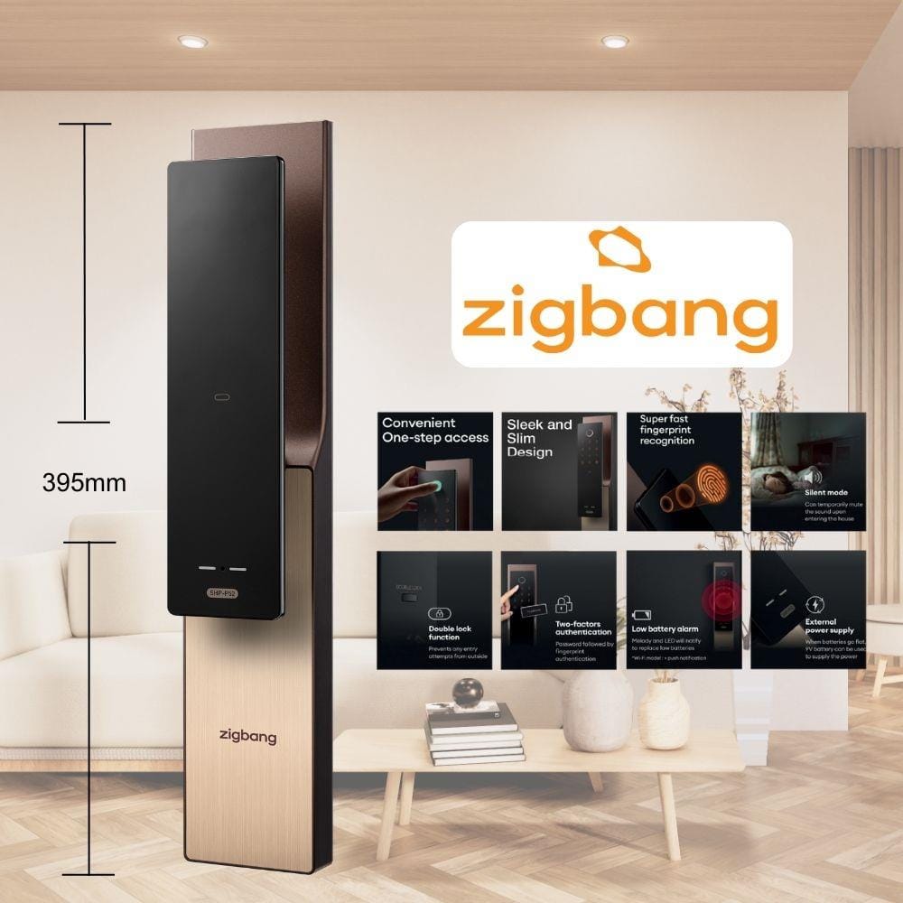 กลอนประตูดิจิตอล ZIGBANG SHP-P52 สีดำ