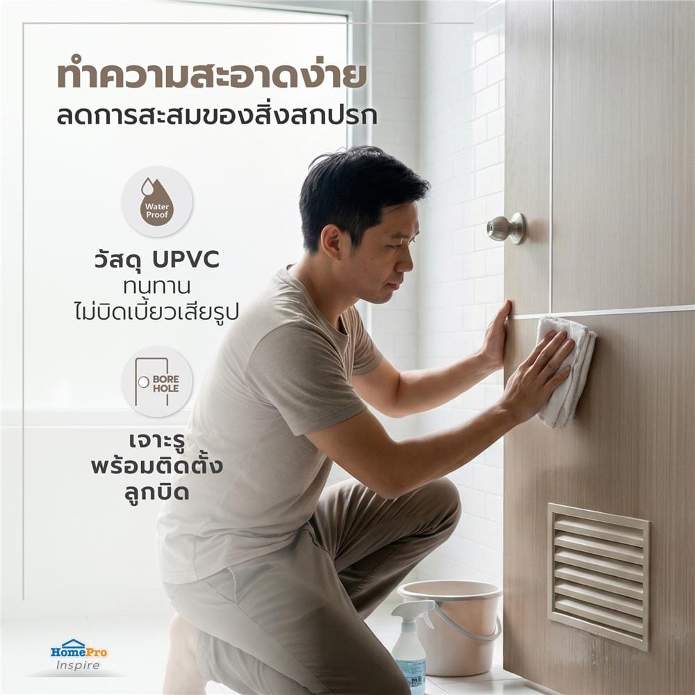 ประตูห้องน้ำ UPVC AZLE BN-11-1A 70x200 ซม. สี STONE GREY