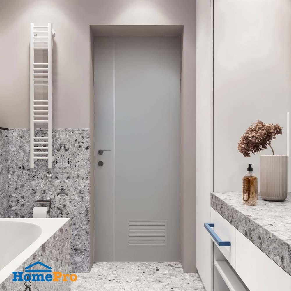 ประตูห้องน้ำ UPVC เจาะลูกบิด AZLE BN01-1A 70x200 ซม.สี LIGHT GREY