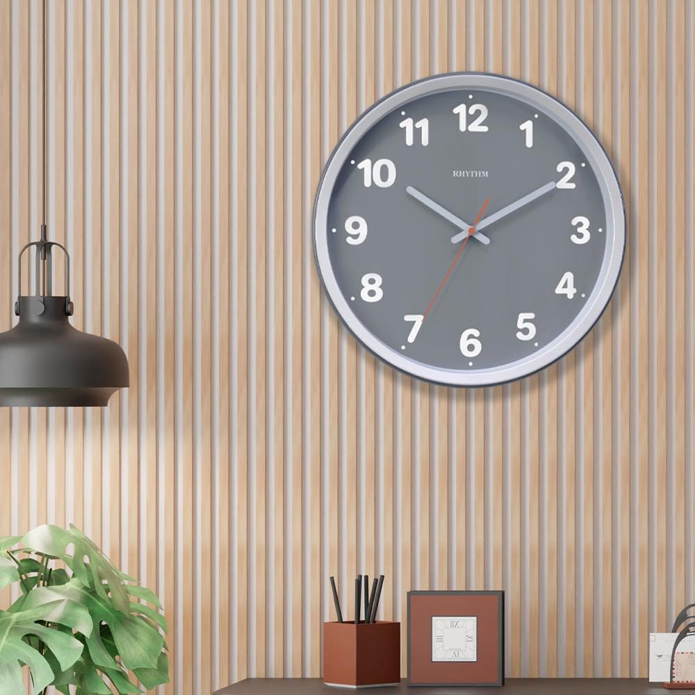 นาฬิกาแขวน RHYTHM CMG617NR08 14 นิ้ว สีเทา