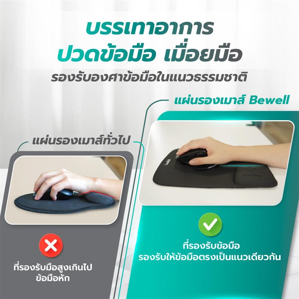 แผ่นรองเมาส์เพื่อสุขภาพ BEWELL G097172-OF013 สีดำ
