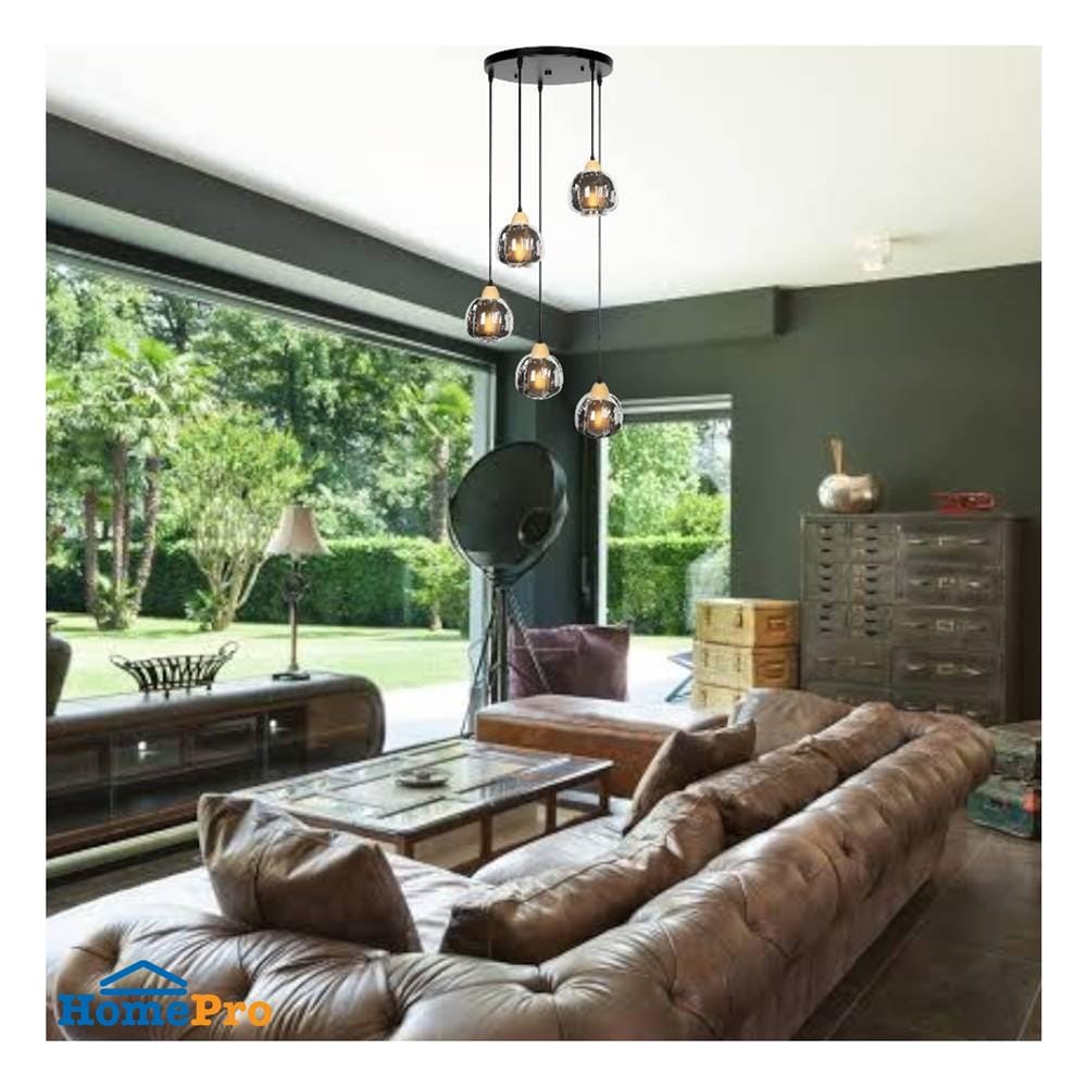 ไฟช่อ LUMAX 01-03135 สีดำ/ใส 5 หัว