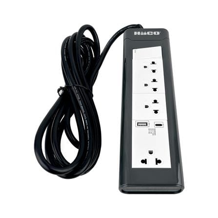 รางปลั๊กไฟ 4 ช่อง 1 สวิตช์ 1 USB-A 1 USB-C HACO EPN-S4EBUSBAC/3 16 แอมป์ 3 ม._2