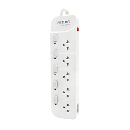 รางปลั๊กไฟ 5 ช่อง 5 สวิตช์ VEXXO 10 แอมป์ 3 ม. สีขาว (แพ็กคู่)_0