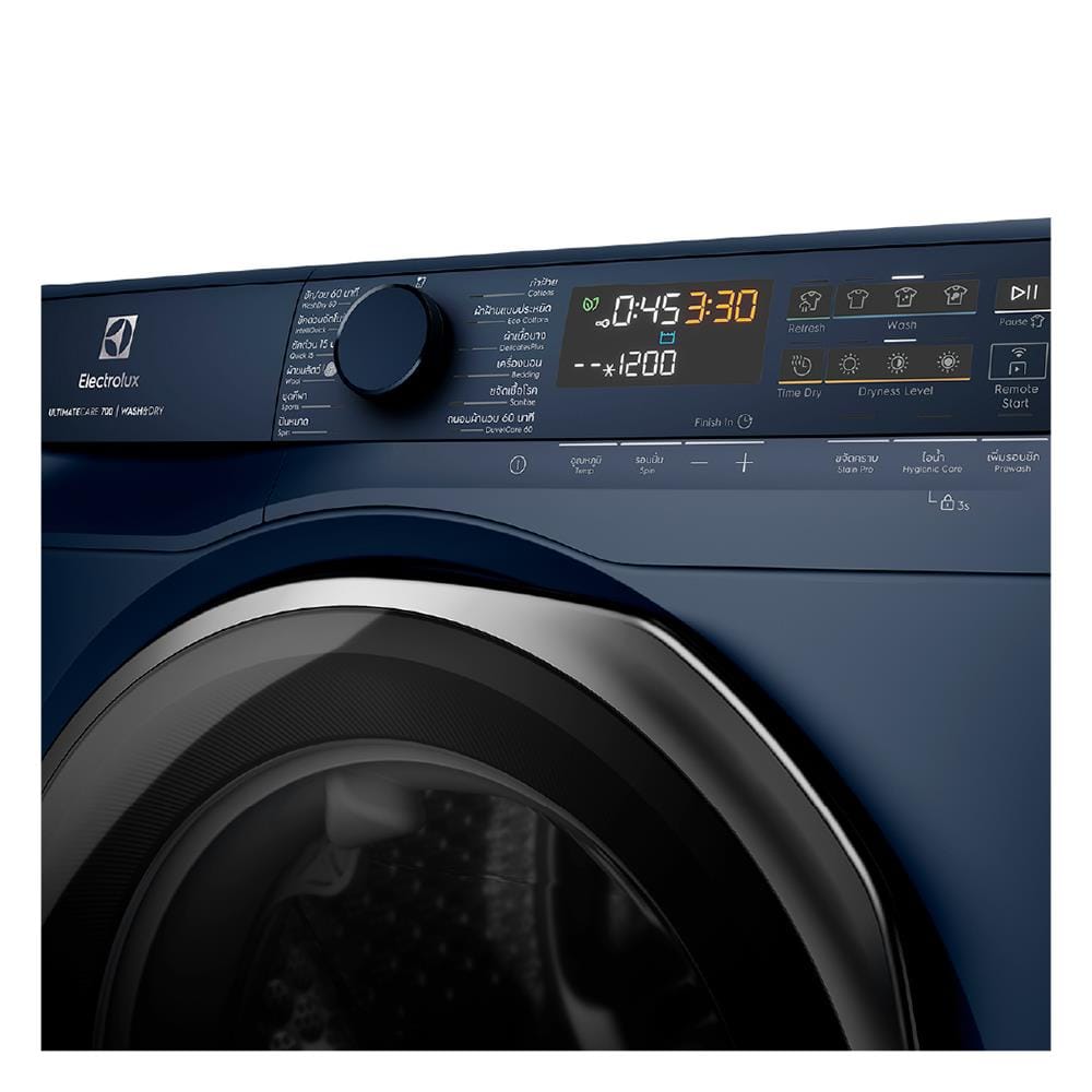 เครื่องซักอบผ้าฝาหน้าพร้อมขาตั้ง ELECTROLUX EWW1143R7MC 11/7 กก. 1400RPM อินเวอร์เตอร์ สีน้ำเงิน
