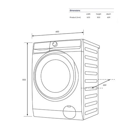 เครื่องซักอบผ้าฝาหน้าพร้อมขาตั้ง ELECTROLUX EWW1143R7MC 11/7 กก. 1400RPM อินเวอร์เตอร์ สีน้ำเงิน_9