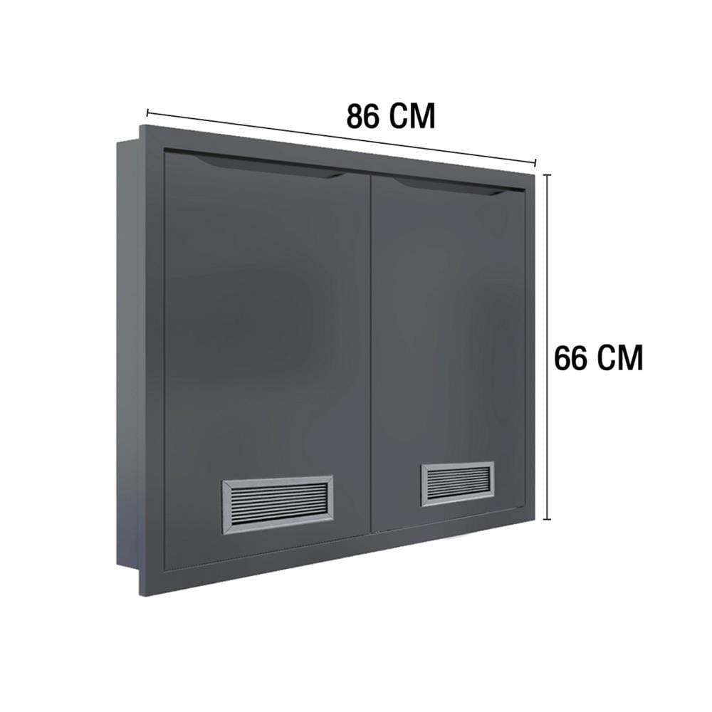 บานซิงค์คู่พร้อมช่องระบายอากาศ MJ ECO 86x66 ซม. สี GREY GRAPHITE